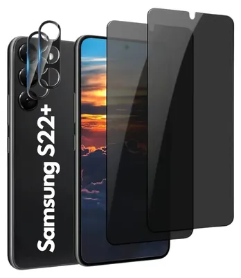 Produktbild von 2x Privacy Schutzfolie Set Blickdicht inkl. Kamera Schutz Anti Spy Displayschutz Panzerfolie Panzerglas 9H gehärtet Glas für Samsung Galaxy S22+ Plus