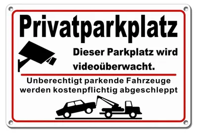 Produktbild von Privatparkplatz Schild Videoüberwachung Metall Alu 30x20cm Reflektierend