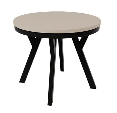 Produktbild von Ausziehbarer Esstisch DAX rund 90/190 cm Wohnzimmer Esszimmer Abdeckblende Sandbeige