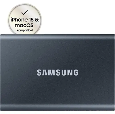 Obrázek produktu pro Samsung Portable SSD T7, 2 TB, USB typu C, 3.2 Gen 2 (3.1 Gen 2), 1050 MB/s, Ochrana heslem, Šedá
