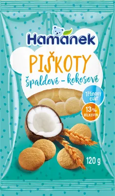 Obrázek produktu pro Piškoty Hamánek špaldové s kokosem (120 g)