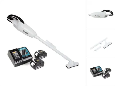 Obrázek produktu pro Akumulátorový vysavač Makita DCL 180 RT W 18 V bílý + 2x baterie 5,0 Ah + nabíječka