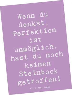 Produktbild von Mr. & Mrs. Panda Postkarte Spruch Steinbock Perfektion - Lavendeltraum - Geschenk, Tierkreiszeichen, Ehrgeiz, Geschenke Sternzeichen, Ansichtskarte, Horoskop, bildkarte