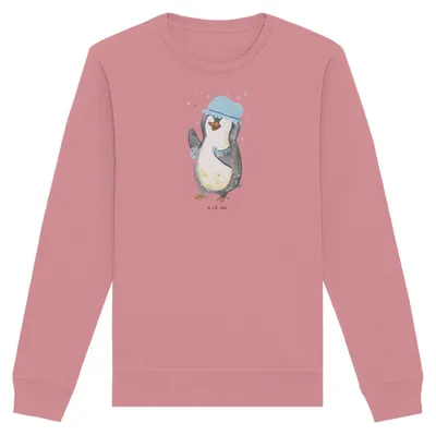 Produktbild von Mr. & Mrs. Panda Baumwoll Pullover Pinguin Duschen Größe XXL - Canyon Pink - Geschenk, Dusche, Singen, Pulli, Bio, Baden, Sweatshirt, Pinguine, Sweater, Duschkonzert