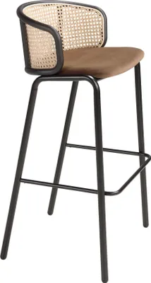 Produktbild von Angel Cerdá Hocker aus Rattan und braunem Samt 4128