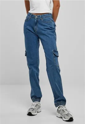 Immagine prodotto di Urban Classics - Pantaloni cargo in denim biologico elasticizzato da donna, sbiancati - 30