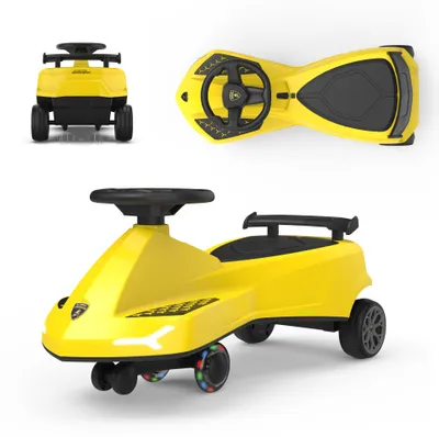 Obrázok produktu pre Lamborghini Rutschauto mit Leuchträdern, Musik & Licht bis 110 kg belastbar - Gelb