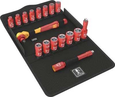 Obrázek produktu pro Wera 8100 SB VDE 1, Sada zdířek, 17 kusů, Černá, Červená, Rukojeť ráčny, 1 kusů, 3/8"