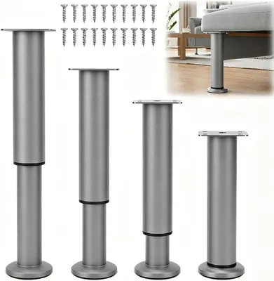 Produktbild von Möbelfüße Verstellbar 18-30 cm, 4 Stück Grau Tischbeine Höhenverstellbar,Metall Höhenverstellbare Füße für Möbelfüße,Schrank Füße,Tischbeine,Kommoden Füsse,Bettfüße