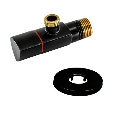 Produktbild von Schlösser Sanitär-Eckventil DN15 1/2" x 3/4" AG aus Messing, Schwarz Matt RAL 9005 (Art. 606000091.RAL90051LM)