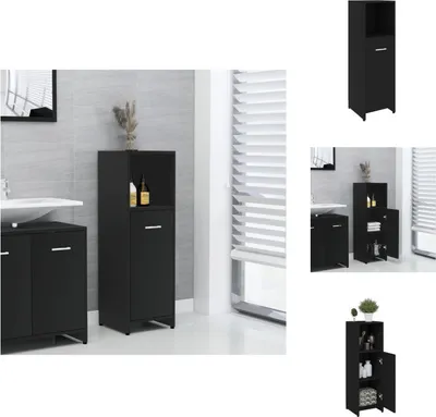 Produktbild von vidaXL Badezimmerschrank Schwarz 30x30x95 cm Holzwerkstoff - Badezimmermöbel-Sets