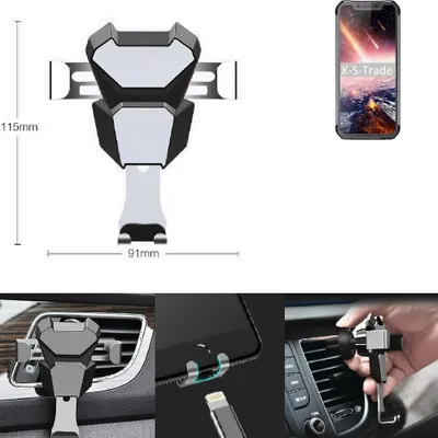 Produktbild von K-S-Trade Lüftungshalterung kompatibel mit Blackview BV9600 Plus kompakte Handy-Halterung Lüftungsschlitz Lüftungsgitter Autohalterung KFZ