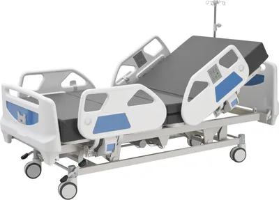 Produktbild von Elektrisches Pflegebett - Krankenhausbett 5 Funktionen - Herzstuhl-Position - CPR-Funktion - Trendelenburg & Anti-Trendelenburg - Zentralverriegelung - Rollen 12,7 cm