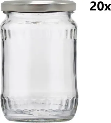 Produktbild von Einmachglas 580 ml FACETTE klar/transparent 20 Stück INKLUSIVE SILBERNEM DECKEL, Anzahl der Teile in der Packung: 20