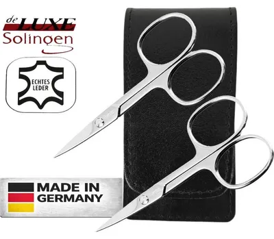 Produktbild von 2x Solingen Nagelschere gehrteter Stahl - Extra scharf mit gebogener Schneide Echt-Leder Etui
