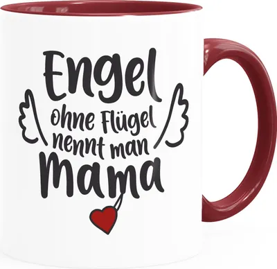 Produktbild von Kaffee-Tasse Engel ohne Flügel nennt man Mama / Papa Geschenk zum Vatertag Muttertag SpecialMe® Mama inner-bordeaux Keramik-Tasse