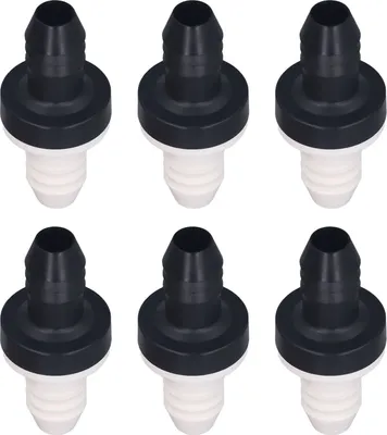 Imagen del producto de 6 unidades de válvula de retención de plástico, válvula unidireccional en línea para líquidos y gases, con una interfaz de 3/8 de pulgada (10 mm), carcasa de ABS y diafragma de caucho de silicona (modelo CDBS6)