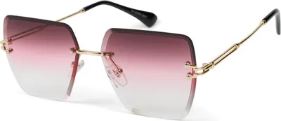 Produktbild von styleBREAKER Damen Sonnenbrille ohne Rahmen mit eckigen Polycarbonat Gläsern und Diamantschliff | UV400 Verlaufstönung | Metallbügel verstellbare Nasenpads