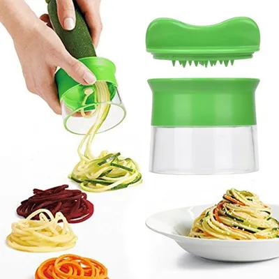Produktbild von Gemüsenudeln Spiralschneider Edelstahl Spiralschneider Hand mit Bürste, Gemüsespaghetti Gemüsehobel für Karotte, Gurke, Zucchini
