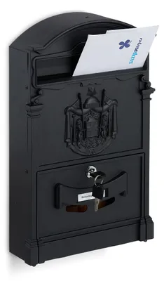 Produktbild von Antiker Briefkasten Wandmontage nostalgisch Stahl & Alu schwarz Sichtfenster