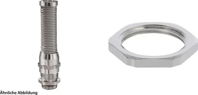 Produktbild von WISKA Verschraubung mit M-Biegeschutz und Gegenmutter M20x1,5 inkl. O-Ring Messing (CuZn) vernickelt Gewindelänge 6,0mm