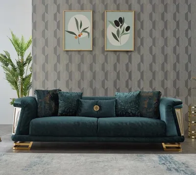 Produktbild von Dreisitzer Sofa 3 Sitzer Stoffsofa Polstersofa Couch Blau Modern