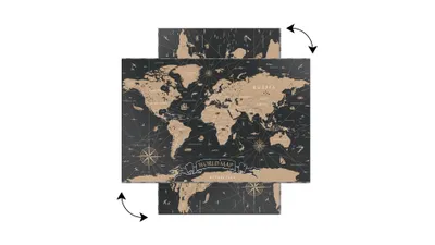 Immagine prodotto di Lavagna magnetica in acciaio MAPPA DEL MONDO NERA VINTAGE CLASSICA STATI E CAPITALI 90x60 cm MetalBoards lastra con stampa adatta per tutti i tipi di calamite + set di accessori GRATIS