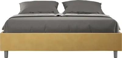 Produktbild von ITYHOME - Gepolstertes Bett mit Bettkasten 140x210 mit Mikrofaserbezug Ocker Azelia