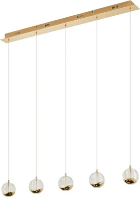 Produktbild von Lucande LED-Pendellampe Hayley, 96 cm, 5-flg., gold, Glas