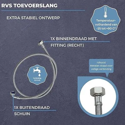 Image de Tuyau d'eau de 2 m pour lave-linge et lave-vaisselle