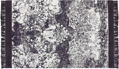 Produktbild von BELIANI Teppich Violett u. Weiß Viskose 140 x 200 cm Rechteckig Kurzflor mit Fransen Orientalisches Muster Rechteckig Wohnzimmer Schlafzimmer Flur