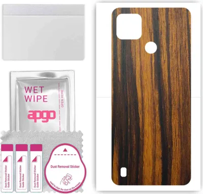 Produktbild von apgo Rückseite Schutzfolie, Skin, kompatibel mit Realme C25, Hinten Displayschutzfolie aus Vinylfolie, kratzfest, einfache Montage - Tigerwood