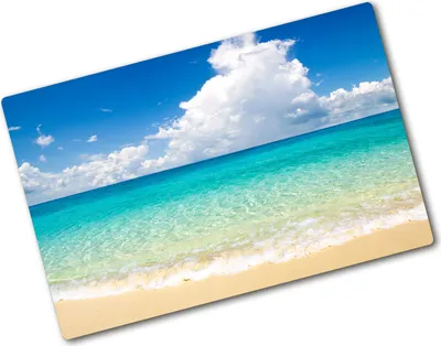 Produktbild von Tulup Glas Herdabdeckplatte - 80x52 cm - Glaskeramikkochfeld-Abdeckung Spritzschutz Glasabdeckplatte - Einteilig - Landschaften - Paradiesstrand - Blau