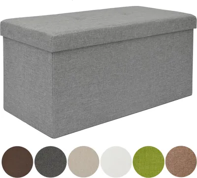 Produktbild von Faltbare Sitzbank 76x38x38 cm inkl. Trennwand Sitztruhe 80L Polsterbank Hellgrau