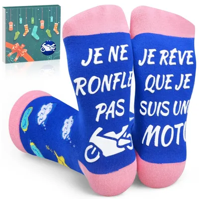 Productafbeelding van Slippersokken voor volwassenen - Cartoonprint - Roze/Motorfiets