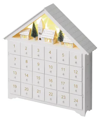 Obrázok produktu pre LED adventný kalendár drevený, 35x33 cm, 2x AA, vnútorný, teplá biela, časovač