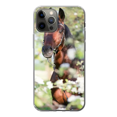 Produktbild von MuchoWow® Handyhülle Schutzhülle Hülle für iPhone 12 Pro Pferde - Blüte - Frühling - Tiere Silikon Softcase Handy Hülle - Abdeckung