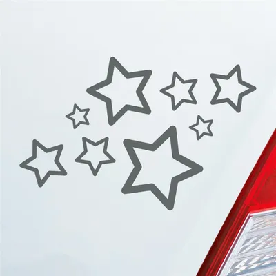 Produktbild von Auto Aufkleber Sterne Stars 15x10 cm Grau Sticker Heckscheibenaufkleber