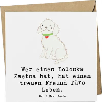 Produktbild von Mr. & Mrs. Panda Grußkarte Bolonka Zwetna - Weiß - Geschenk, faltkarte, Hundeliebhaber, doppelkarte, Klappkarte, Hunderassen Eigenschaften, Hunderasse, verspielte Hunde