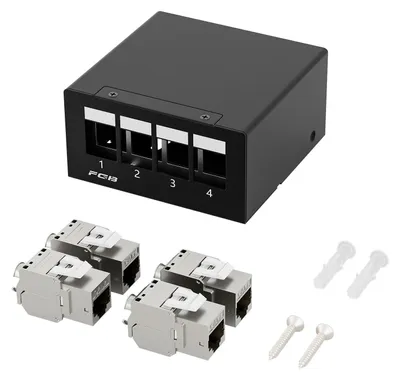 CAT7 Patchpanel 4 Ports mit 4x RJ45 Keystone Modul, STP