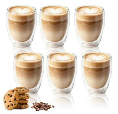 Produktbild von Latte Macchiato Gläser 6er Set 350ml Doppelwandig Hitzebeständig