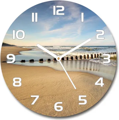 Produktbild von Wanduhr aus Glas 30fi Glasbild Glasuhr Gehärtetes Glas - weisse-zeiger - Beach on the Baltic