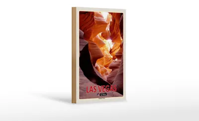 Produktbild von Holzschild Reise 12x18 cm Las Vegas USA Antelope Canyon Dekoration