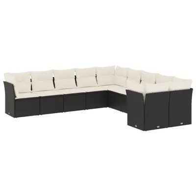 Immagine prodotto di vidaXL Set di divani da giardino da 10 pezzi con cuscini in polirattan nero