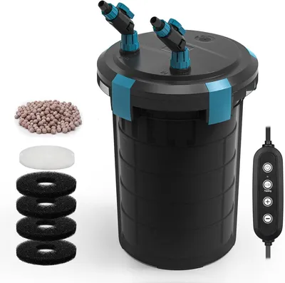 Imagen del producto de Filtro exterior para acuario con controlador, caudal ajustable, funcionamiento silencioso, sistema de filtración de 5 etapas