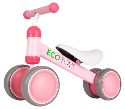 Obrázok produktu pre ECOTOYS odrážadlo pre deti 18–36 m, ružové, dvojité predné kolieska, blokáda riadenia