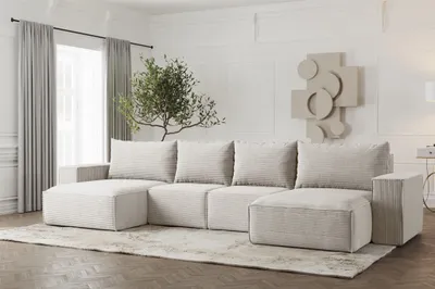 Produktbild von Wohnlandschaft U-Form Sofa ESTELLE in Stoff Poso Creme