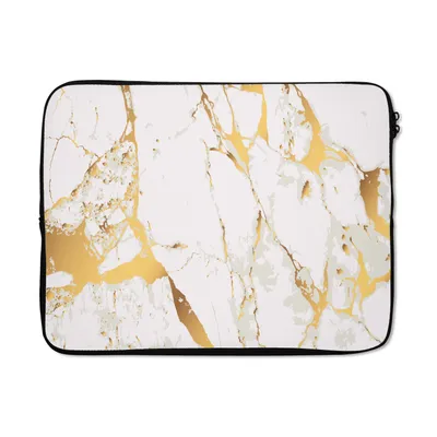 Produktbild von MuchoWow® Laptop Hülle 15 Zoll Marmor - Gold - Weiß - Chic Laptoptasche - Laptoptasche - Sleeve - Rundum-Schutz