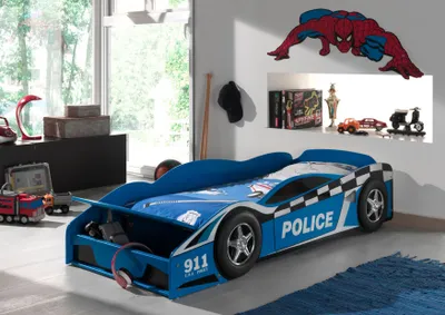 Produktbild von Vipack Kinderbett Police Car 70 x 140 cm blau lackiert Blau