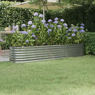 Produktbild von Hochbeet Pulverbeschichteter Stahl 224x40x36 cm Silbern